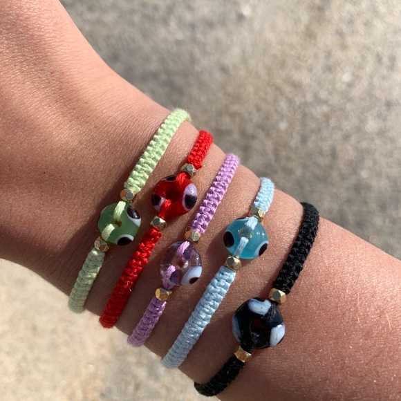 Mango Moon Jewelry Jewelry - Handmade Glass Evil Eye Adjustable Bracelet 🧿